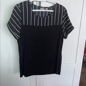Chico's Black and White Striped Blouse